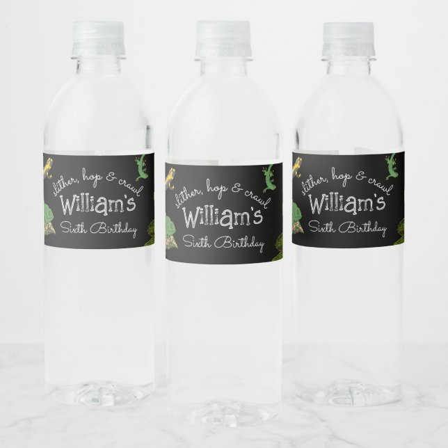 Étiquette Pour Bouteilles D'eau Anniversaire de enfant de reptiles, lézards et amp (Bouteilles)
