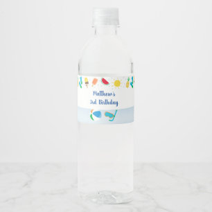 Étiquette Pour Bouteilles D'eau Anniversaire de la fête de la piscine des garçon
