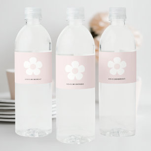 Étiquette Pour Bouteilles D'eau Anniversaire de la marguerite rose