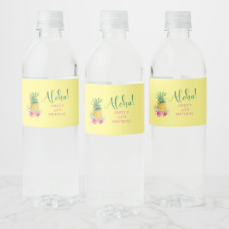 Étiquette Pour Bouteilles D'eau Anniversaire de l'Aloha Tropical Pineappical Hawai