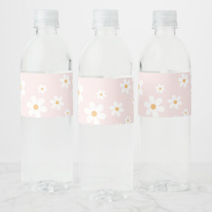 Étiquette Pour Bouteilles D'eau Anniversaire de marguerite rose