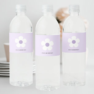Étiquette Pour Bouteilles D'eau Anniversaire de Purple Daisy Décor floral élégan