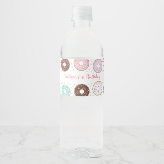 Étiquette Pour Bouteilles D'eau Anniversaire du beigne (Devant)