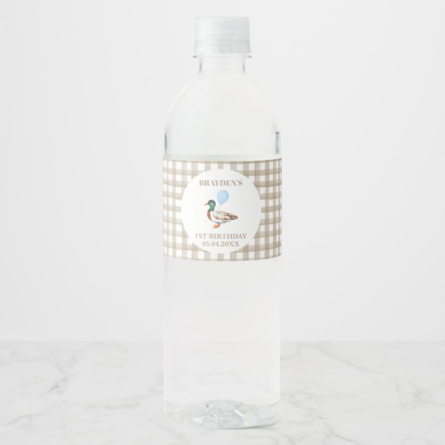 Étiquette Pour Bouteilles D'eau Anniversaire du canard (Devant)
