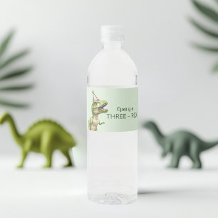 Étiquette Pour Bouteilles D'eau Anniversaire du dinosaure à trois rapports