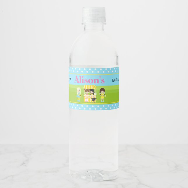 Étiquette Pour Bouteilles D'eau Anniversaire du soleil et de la limonade (Devant)