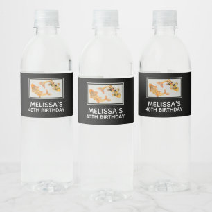 Étiquette Pour Bouteilles D'eau Anniversaire élégant de Gold Koi Poisson