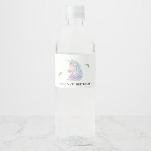 Étiquette Pour Bouteilles D'eau Anniversaire Enfant Licorne Rose Magique Arc-en-ci