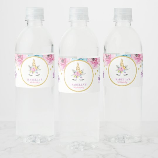 Etiquette Pour Bouteilles D Eau Anniversaire Floral De Licorne D Aquarelle Zazzle Ca Etiquette Pour Bouteilles D Eau Anniversaire Floral De Licorne D Aquarelle Zazzle Ca