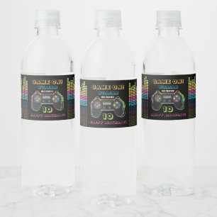 Étiquette Pour Bouteilles D'eau Anniversaire Rétro de Jeux Vidéo pour Adolescents