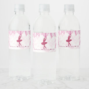 Étiquette Pour Bouteilles D'eau Anniversaire rose Ballerina personnalisée