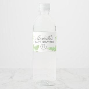 Étiquette Pour Bouteilles D'eau Aquarelle Baby shower verdoyant