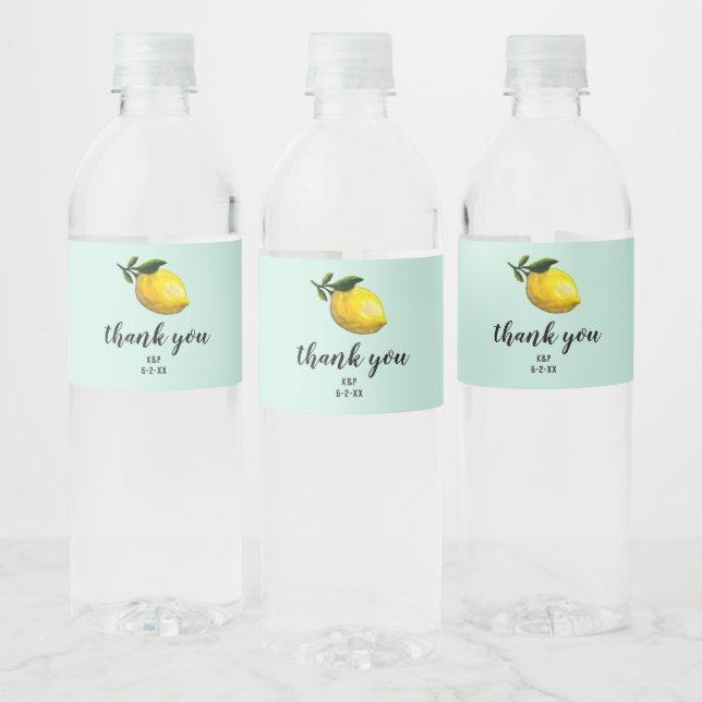 Étiquette Pour Bouteilles D'eau Aquarelle Citron Mariage Faveurs personnalisées (Bouteilles)