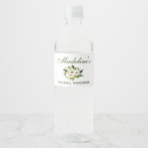 Étiquette Pour Bouteilles D'eau Aquarelle Fête des mariées verte Florale