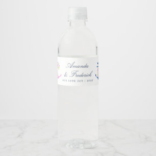 Étiquette Pour Bouteilles D'eau Aquarelle Floral Mariage nautique