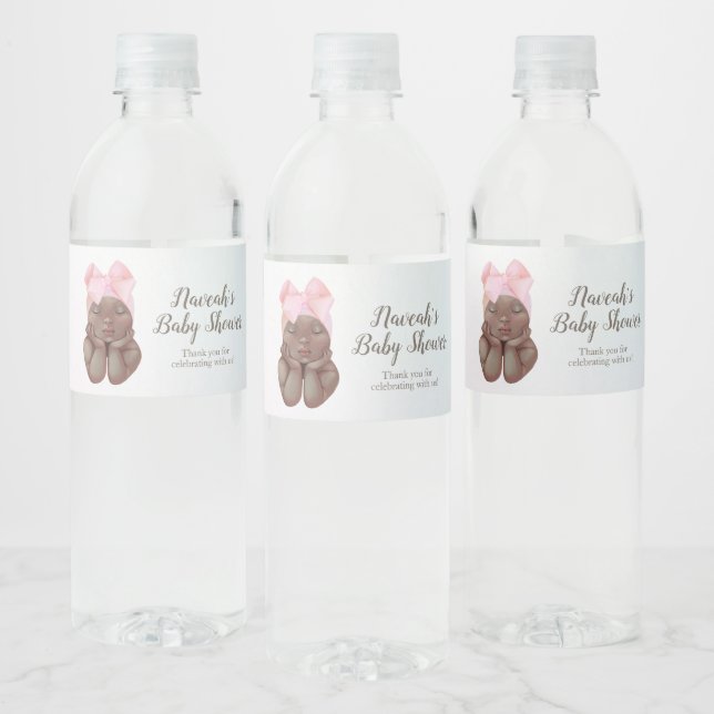 Étiquette Pour Bouteilles D'eau Aquarelle rose princesse dormir Merci Favor (Bouteilles)