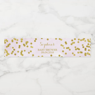 Étiquette Pour Bouteilles D'eau Aquarelle violet clair Baby shower Confetti or