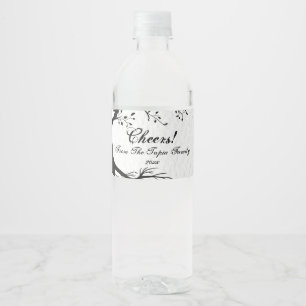 Étiquette Pour Bouteilles D'eau Arbre naturel et noir et blanc