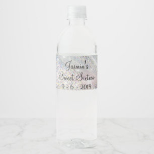 Étiquette Pour Bouteilles D'eau Argent, Faux Foil, Sweet sixteen, Personnalisé,