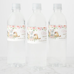 Étiquette Pour Bouteilles D'eau Australie Animaux rose Floral Girl Baby shower