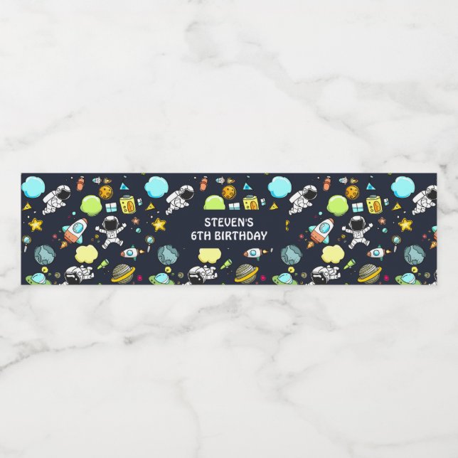 Étiquette Pour Bouteilles D'eau Aventure spatiale cool Anniversaire (Étiquettes simples)