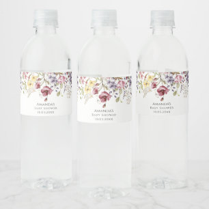 Étiquette Pour Bouteilles D'eau Baby In Bloom Baby shower Fleur sauvage