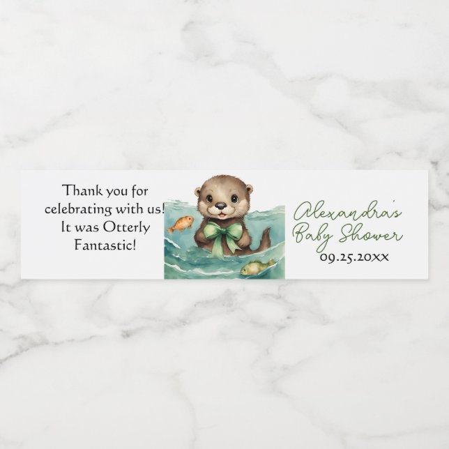 Étiquette Pour Bouteilles D'eau Baby Otter Baby shower neutre selon le sexe (Étiquettes simples)