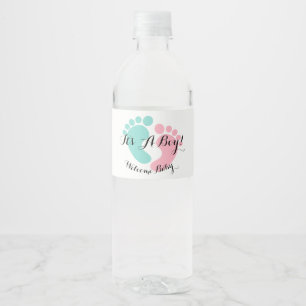Étiquette Pour Bouteilles D'eau BABY Pink Blue Mince Footprints Shower Revewer Par