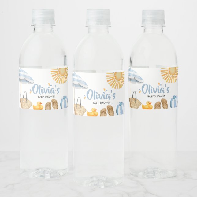 Étiquette Pour Bouteilles D'eau Baby shower à éclaboussures bleues (Bouteilles)