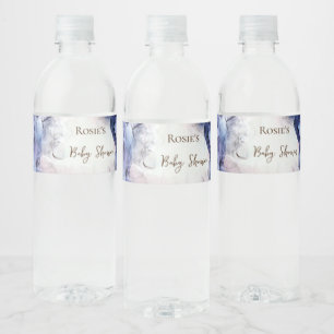 Étiquette Pour Bouteilles D'eau Baby shower abstrait couleur bleu