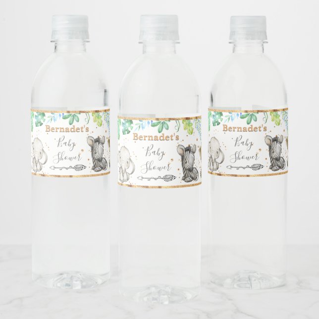Étiquette Pour Bouteilles D'eau Baby shower animalier Safari (Bouteilles)