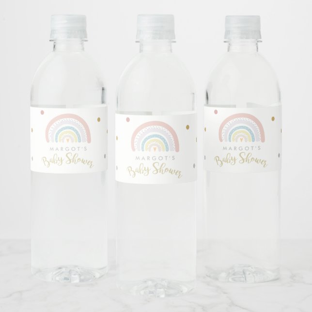 Étiquette Pour Bouteilles D'eau Baby shower arc-en-ciel neutre (Bouteilles)