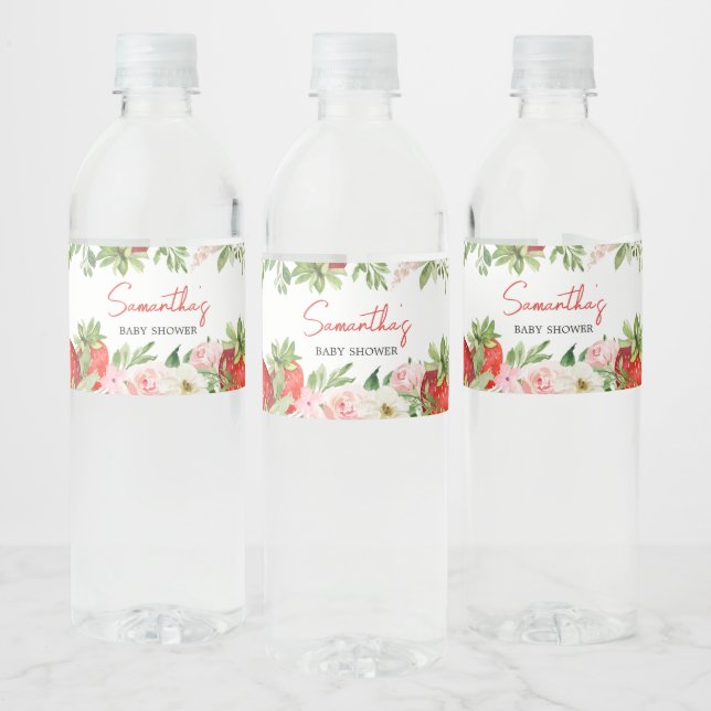 Étiquette Pour Bouteilles D'eau Baby shower aux fraises (Bouteilles)