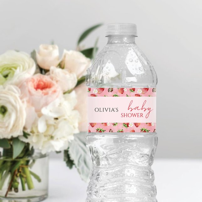 Étiquette Pour Bouteilles D'eau Baby shower aux fraises (Créateur téléchargé)