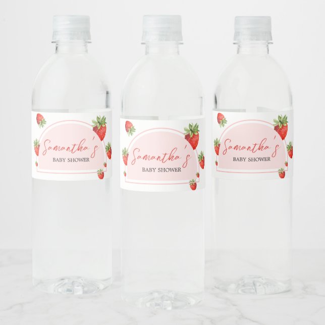 Étiquette Pour Bouteilles D'eau Baby shower aux fraises rouges (Bouteilles)