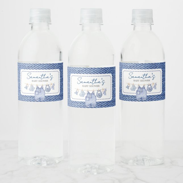 Étiquette Pour Bouteilles D'eau Baby shower Baby Blue Jean (Bouteilles)