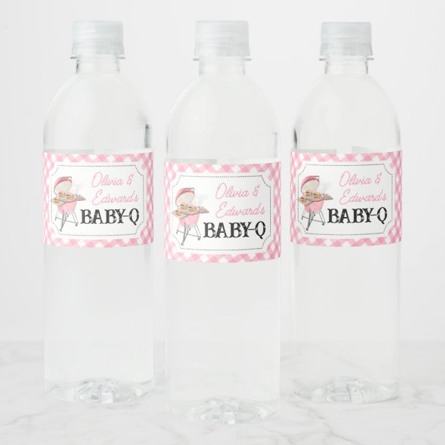 Étiquette Pour Bouteilles D'eau Baby shower BBQ Burger Rose (Bouteilles)