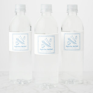 Étiquette Pour Bouteilles D'eau Baby shower Bleu À Main Après Bébé Boy