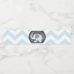 Étiquette Pour Bouteilles D'eau Baby shower bleu de Chevron d'Arc-cravate