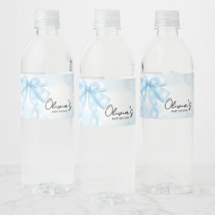 Étiquette Pour Bouteilles D'eau Baby shower Blue Bow Little Boo
