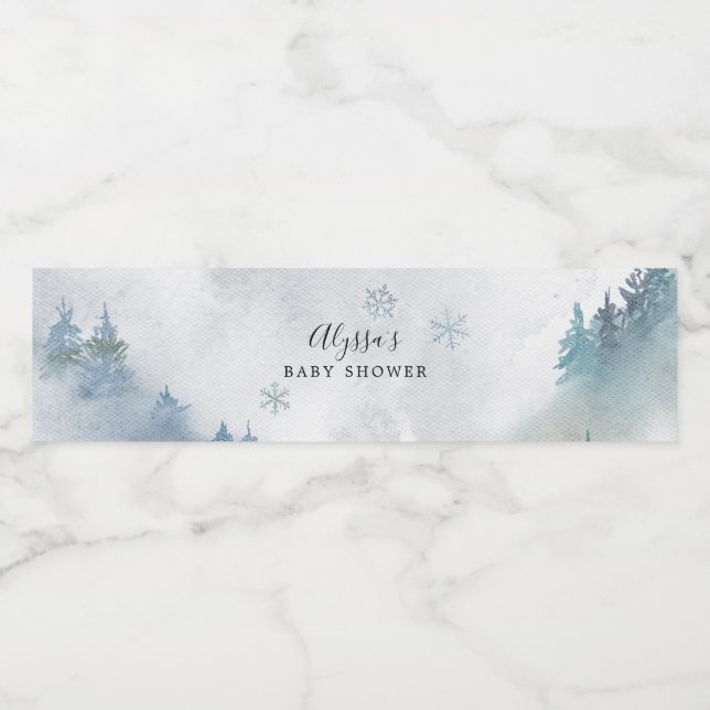 Étiquette Pour Bouteilles D'eau Baby shower Blue Snowflake (Étiquettes simples)