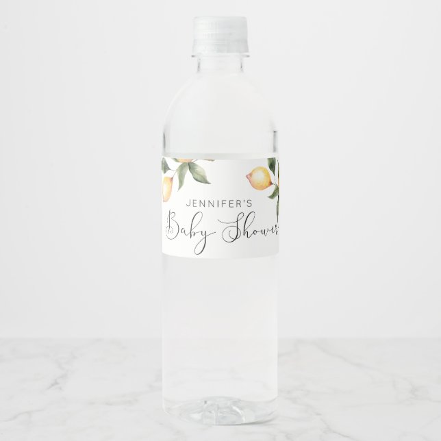 Étiquette Pour Bouteilles D'eau Baby shower citron (Devant)