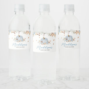 Étiquette Pour Bouteilles D'eau Baby shower Citrouille bleu automne