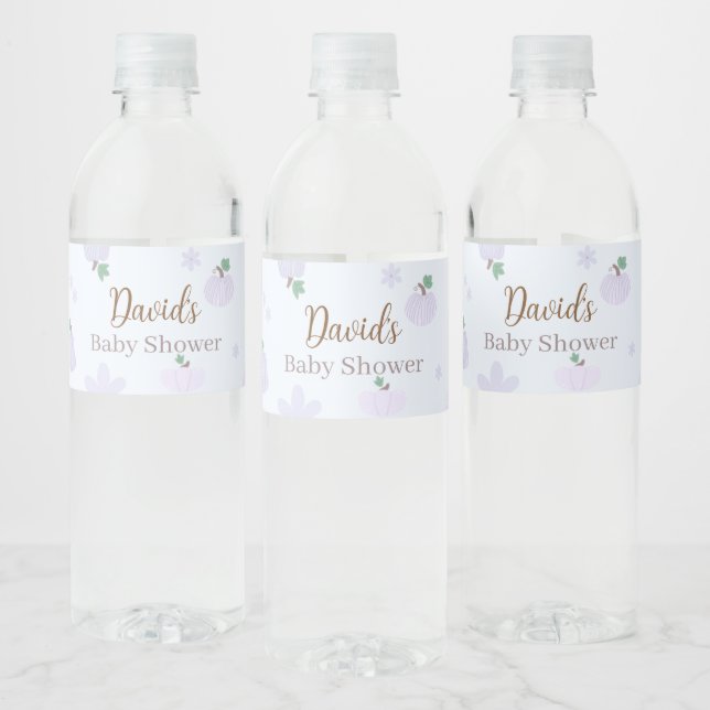 Étiquette Pour Bouteilles D'eau Baby shower Citrouille bleu doux (Bouteilles)