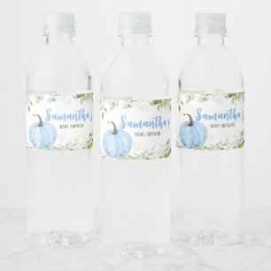 Étiquette Pour Bouteilles D'eau Baby shower Citrouille bleu verdoyant