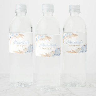 Étiquette Pour Bouteilles D'eau Baby shower Citrouille Boho bleu
