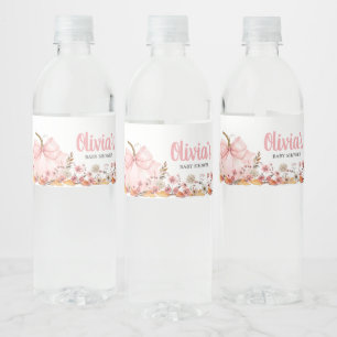 Étiquette Pour Bouteilles D'eau Baby shower Citrouille de Bow rose