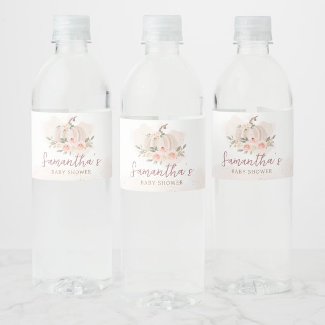 Étiquette Pour Bouteilles D'eau Baby shower Citrouille rose vif (Bouteilles)