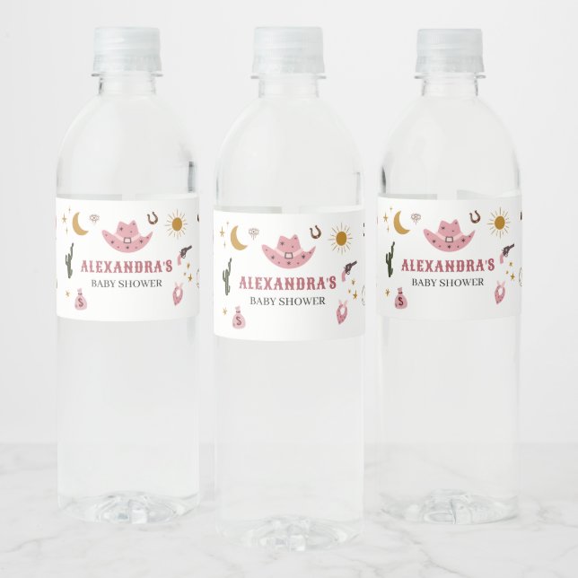 Étiquette Pour Bouteilles D'eau Baby shower Cowgirl (Bouteilles)