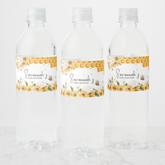 Étiquette Pour Bouteilles D'eau Baby shower d'abeilles de tournesol (Bouteilles)